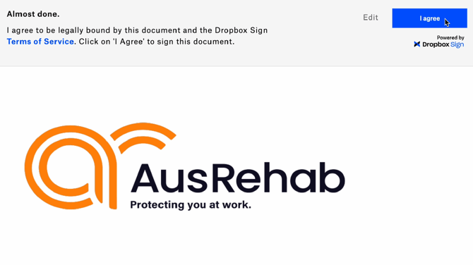 AusRehab Consent Form-Click “I Agree”